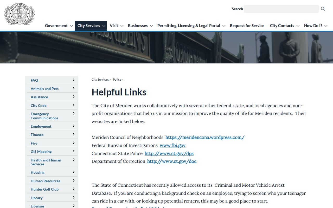Meriden most wanted tip routing on the police helpful links page