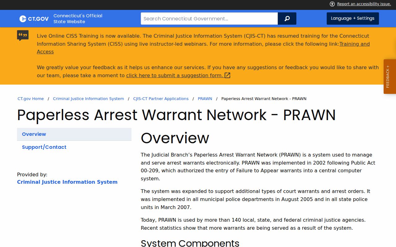 Meriden bench warrant search PRAWN agency system explanation