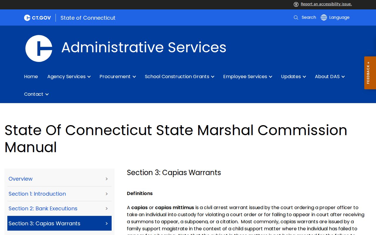 Meriden bench warrant and civil capias state marshal process