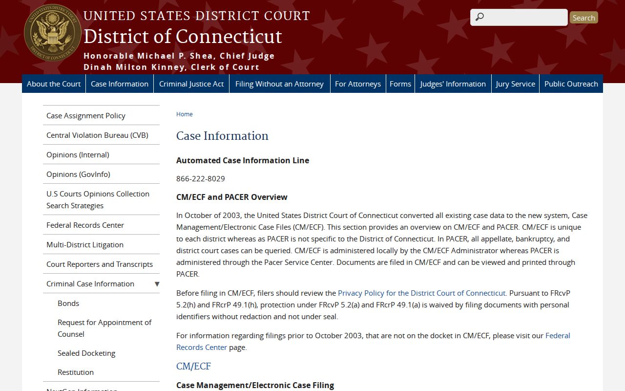 Federal case route for Meriden warrant records